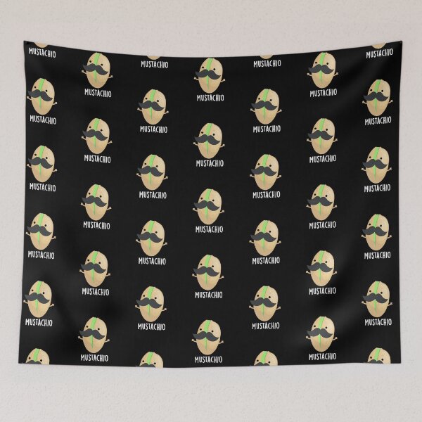 Item preview, Mustachio Mustache Funny Pistachio Puns (Dark BG) designed and sold by punnybone.