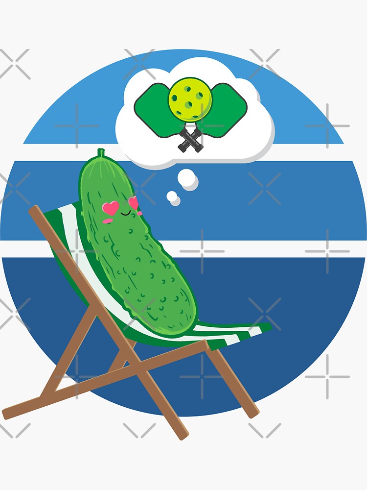 "Womens Pickle Dreams of Pickleball; Cute Illustration" Sticker for