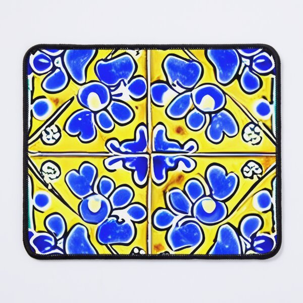 Item preview, Cheery Blue and Yellow Ceramic Tile designed and sold by IlluminatedPage.