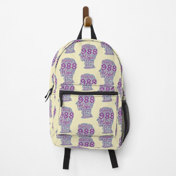 Item preview, 988 Suicide Prevention Lifeline Head shaped word cloud in purple and teal designed and sold by JoyOfHopeStore.