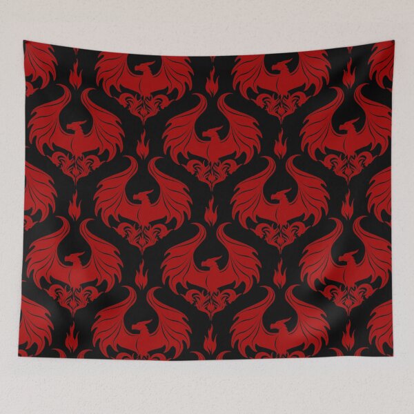 Item preview, Dragon Damask - Ruby Red on Black designed and sold by Art-by-Aelia.