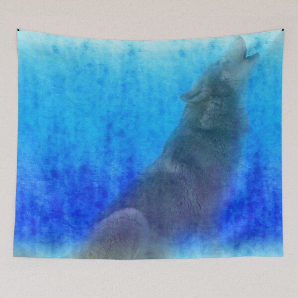 Item preview, Wolf Howling Icy Blue Background designed and sold by melissadash.