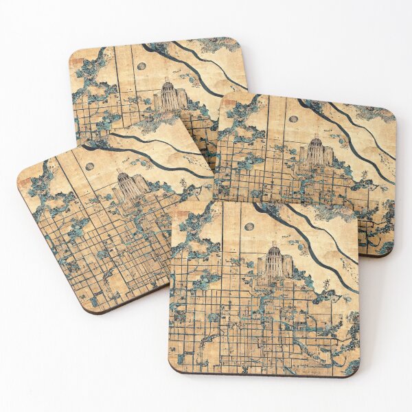 Item preview, Tulsa city map in Japanese print style designed and sold by PinkandSalty.