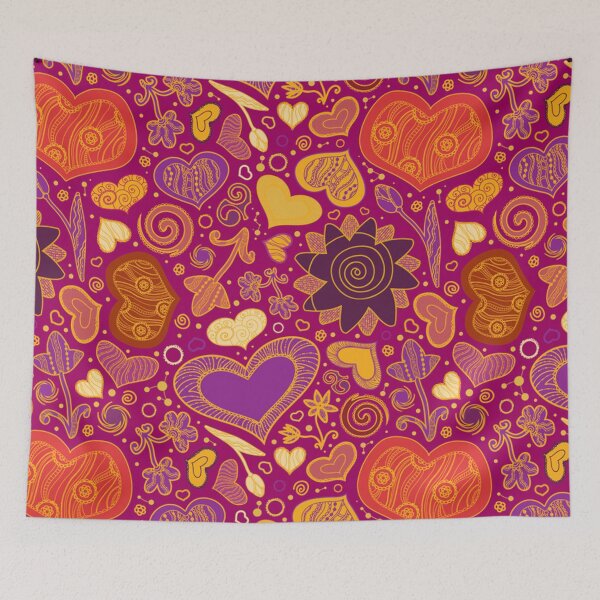 Item preview, Groovy Seventies Heart Flower Pattern designed and sold by Spaceshipsells.