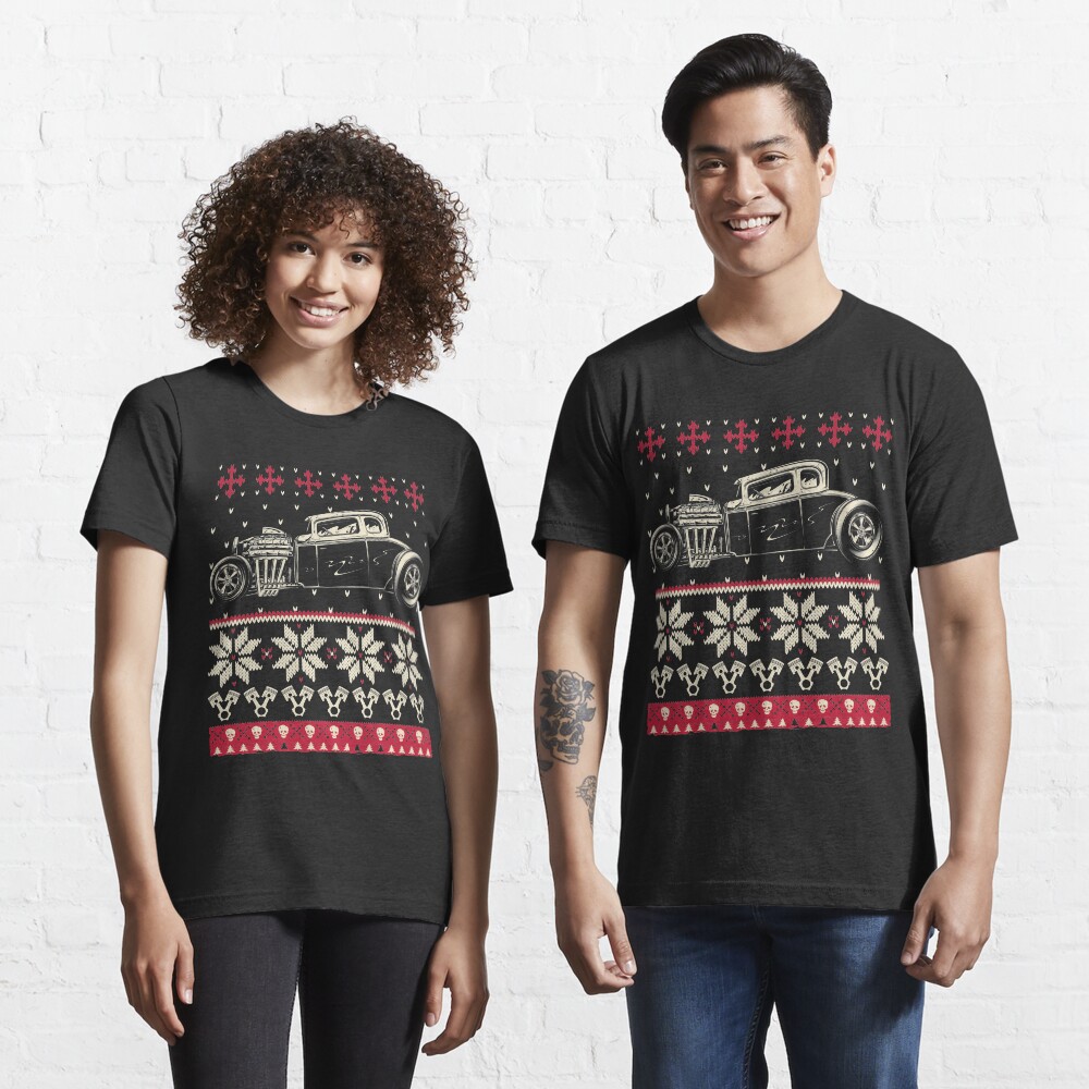 Hot Rod Ugly Christmas Sweater shirt for the car guy Christmas party | Essential T Shirt Hot Rod Ugly Christmas Sweater shirt for the car guy Christmas party | Essential T Shirt