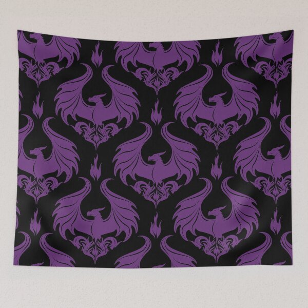 Item preview, Dragon Damask - Amethyst Purple on Black designed and sold by Art-by-Aelia.