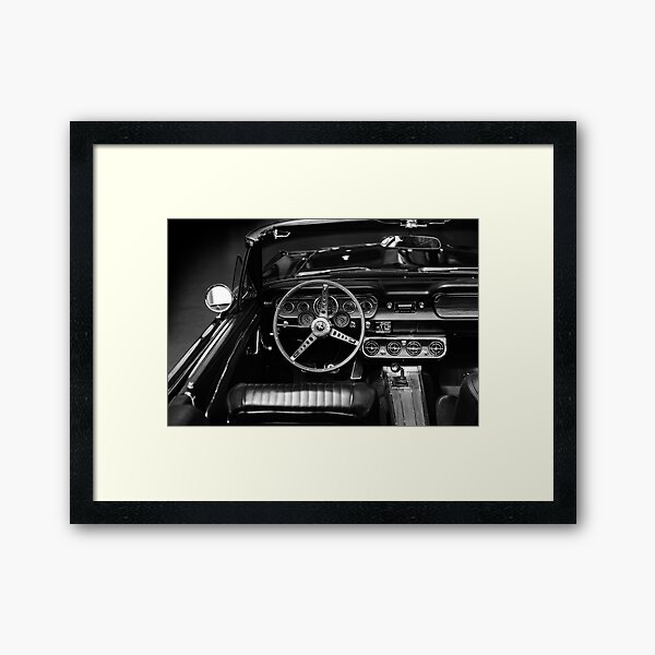 Item preview, ford mustang, cockpit detail - black white designed and sold by hottehue.