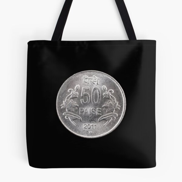 Item preview, Indian fifty paise coin close up on black designed and sold by vitoriaholdings.