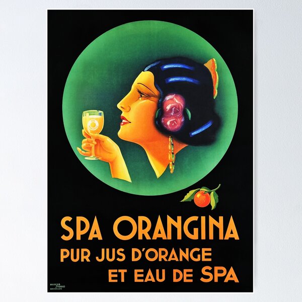 Item preview, SPA MONOPOLE ORANGINA Pure Orange Juice 1930 Vintage Belgian Soda Beverage Poster Advertisement designed and sold by retroposters.