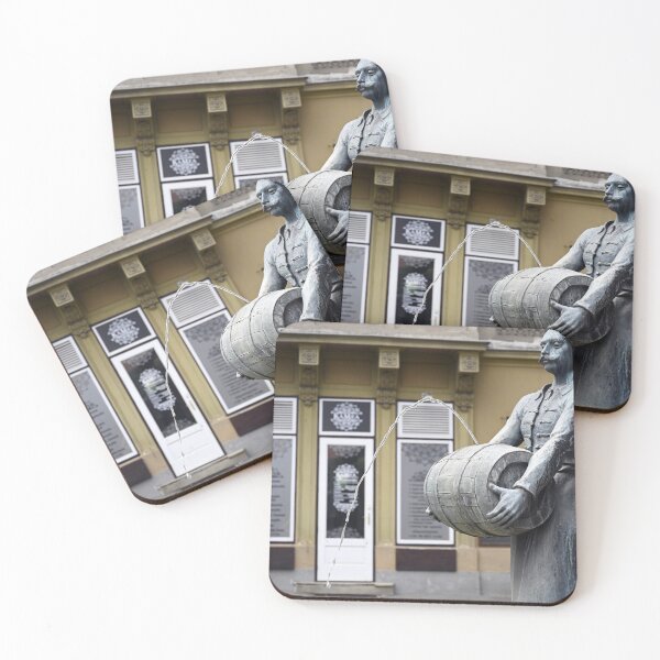 Item preview, a man holding a wine barrel monument in Sopron Hungary designed and sold by goceris.
