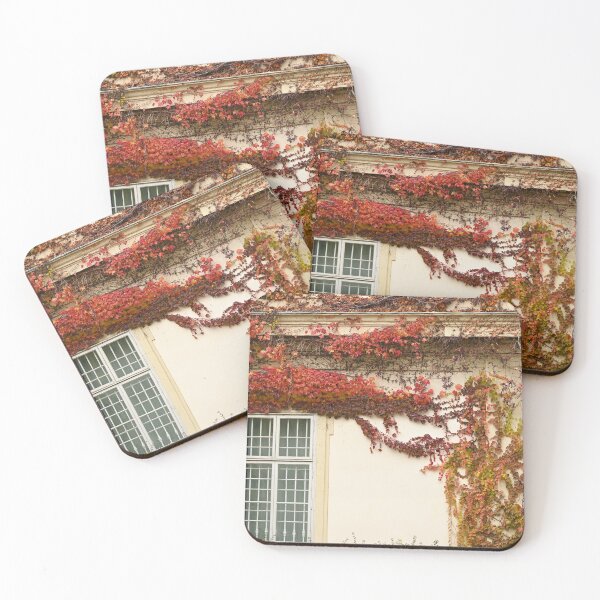 Item preview, the wall of an old house covered with creeper leafs autumn season Vienna  designed and sold by goceris.