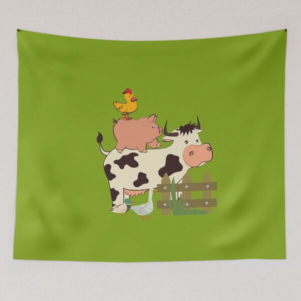 Item preview, farm animals at a fence designed and sold by Benlaniboutique.