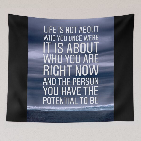Item preview, Life is not abut who you once were it is about who you are right now. Motivational quote designed and sold by Stories To Inspire - Motivational Jewish Quotes.