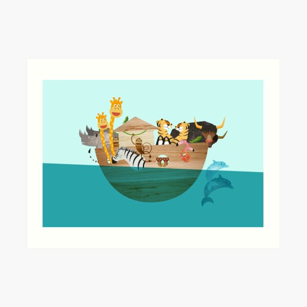 Kids Room Illustration Noah’s Ark - All animals aboard Art Print