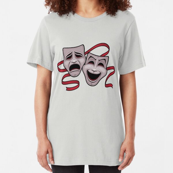 Comedy And Tragedy Theater Masks Slim Fit T-Shirt