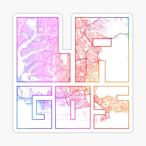 "Lagos City Map of Nigeria Colorful" Sticker for Sale by deMAP