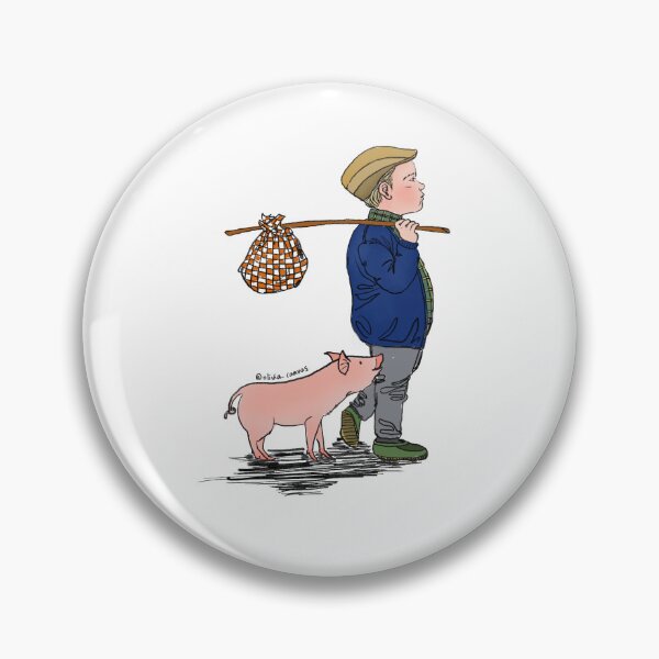 Item preview, boy and pig designed and sold by oliviacanvas.
