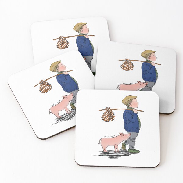 Item preview, boy and pig designed and sold by oliviacanvas.