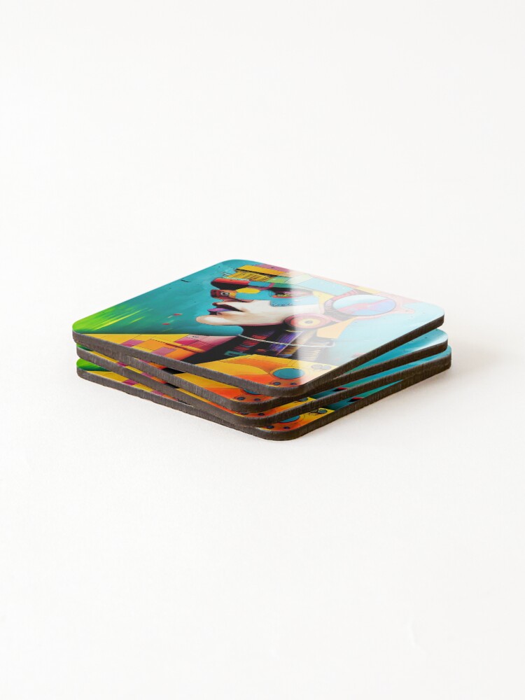 Thumbnail 4 of 5, Coasters (Set of 4), Cyborg Nation designed and sold by ThinkFunDesign.