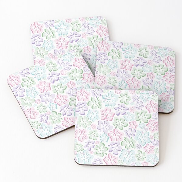 Item preview, tropical hawaiian flowers (blue & green) designed and sold by stainedauroras.