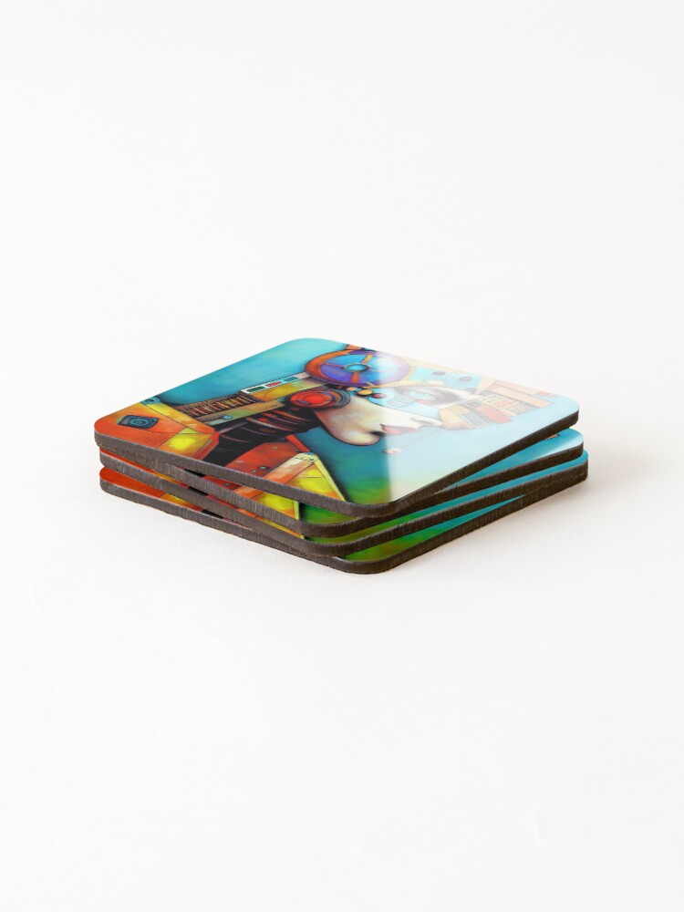 Thumbnail 4 of 5, Coasters (Set of 4), Cyborg Nation designed and sold by ThinkFunDesign.