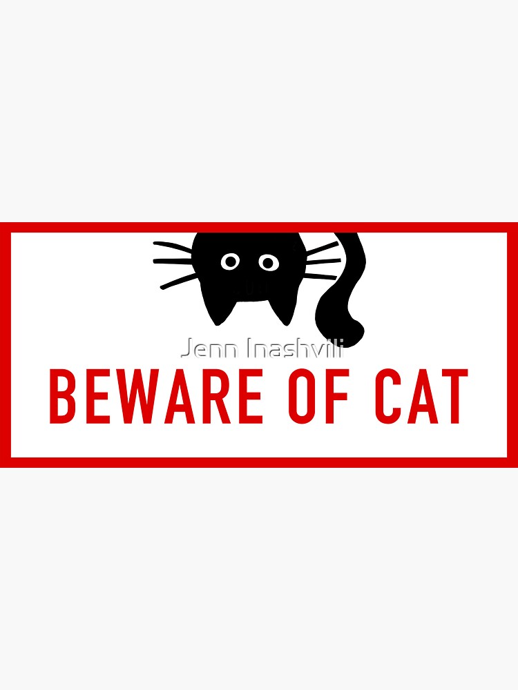 Thumbnail 3 von 3, Sticker, Vorsicht vor der Katze | Lustige schwarze Katze designt und verkauft von ShortCoffee.