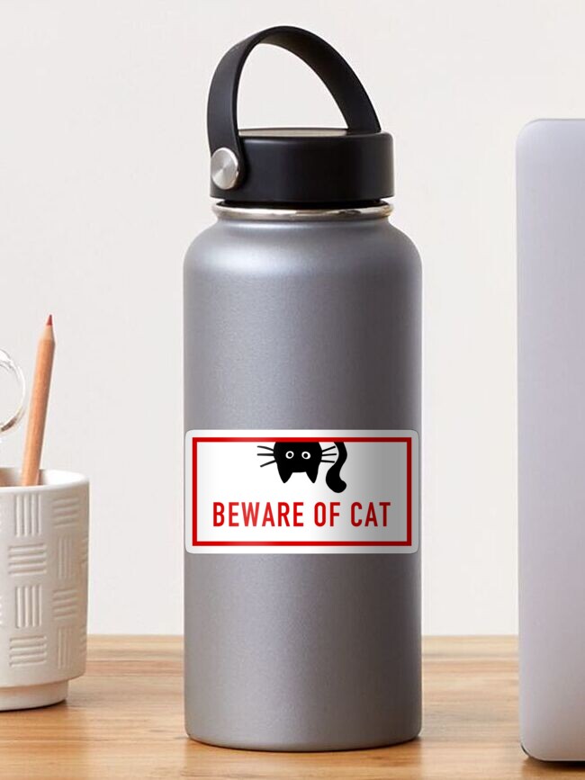 Thumbnail 1 von 3, Sticker, Vorsicht vor der Katze | Lustige schwarze Katze designt und verkauft von ShortCoffee.