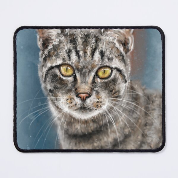 Item preview, Contemporary Painting of a Gray Cat with Black Stripes and Yellow Eyes designed and sold by ibadishi.