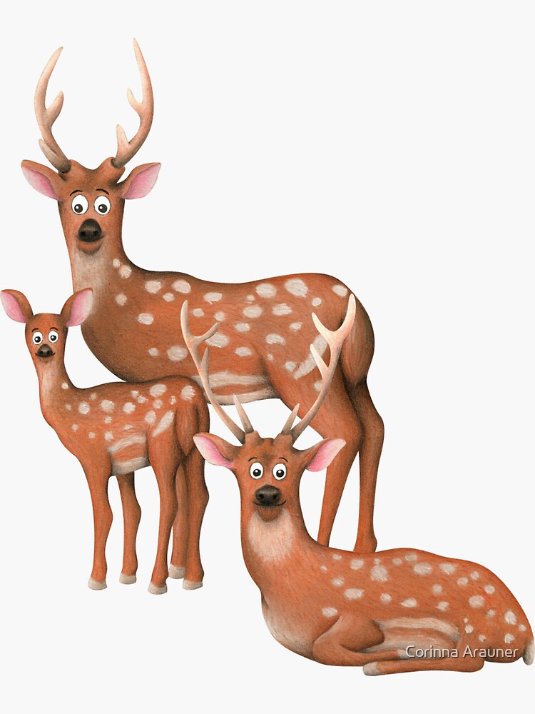 "axis deer family" Sticker for Sale by CorinnaArauner Redbubble