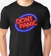 Hitchhiker's Guide - "Don't Panic" Neon Sign Unisex T-Shirt