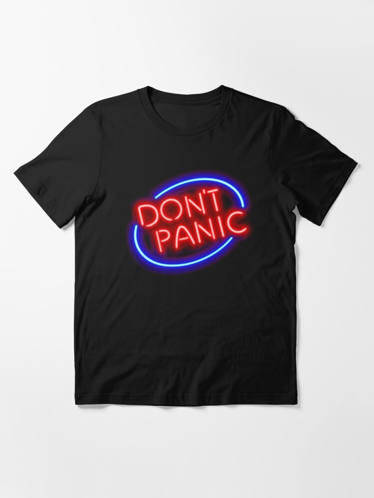 Alternate view of Hitchhiker's Guide - "Don't Panic" Neon Sign Essential T-Shirt