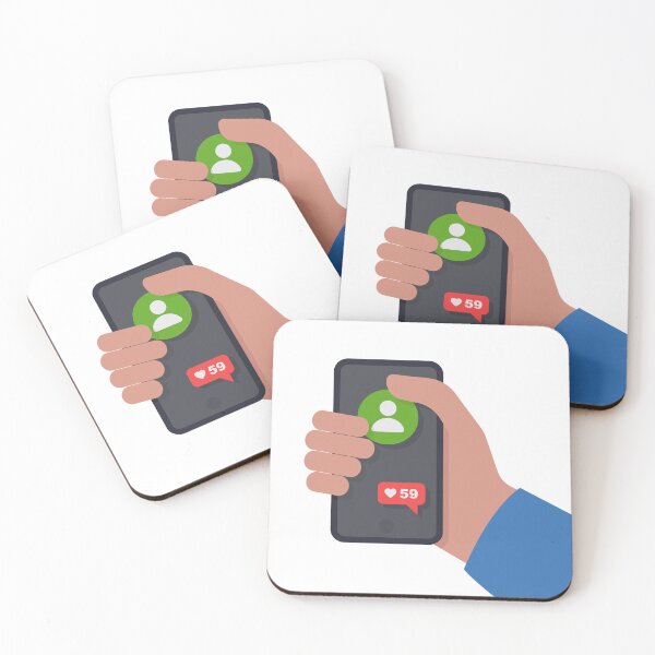 Item preview, Hand holding mobile smartphone with social media account designed and sold by GraphicMall.