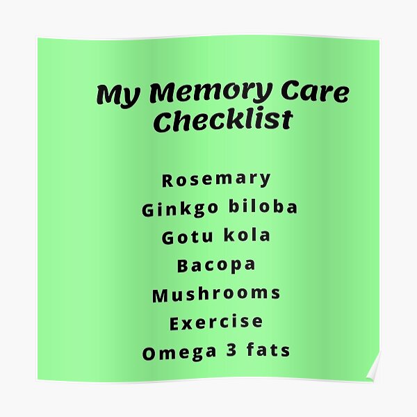 "Memory Care Checklist" Poster For Sale By Healthchecklist | Redbubble