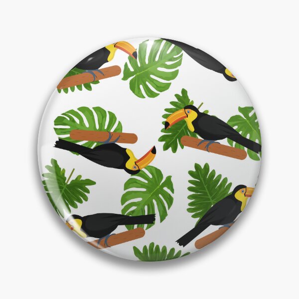 Item preview, Toucan pattern design with tropical leaves. Toucan background. Tropical birds and leaves pattern designed and sold by GulArt.