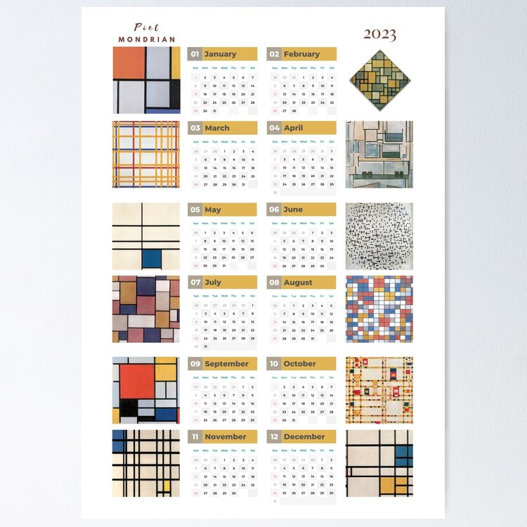 ミュージシャン WANDS / DESKTOP CALENDAR 2023 Mondrian calendar 2023, 2023 printable calendar one page