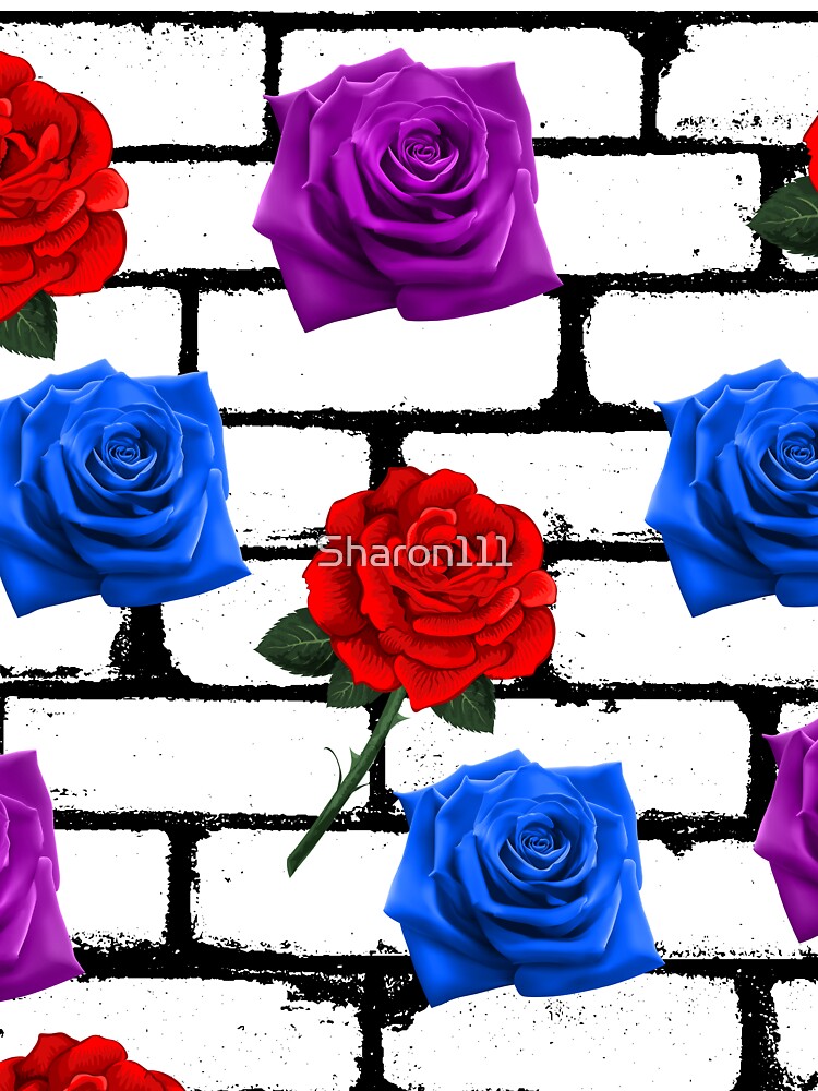 Camiseta para niños «Rosas de pared de ladrillo, flores rosas moradas,  azules y rojas» de Sharon111 | Redbubble