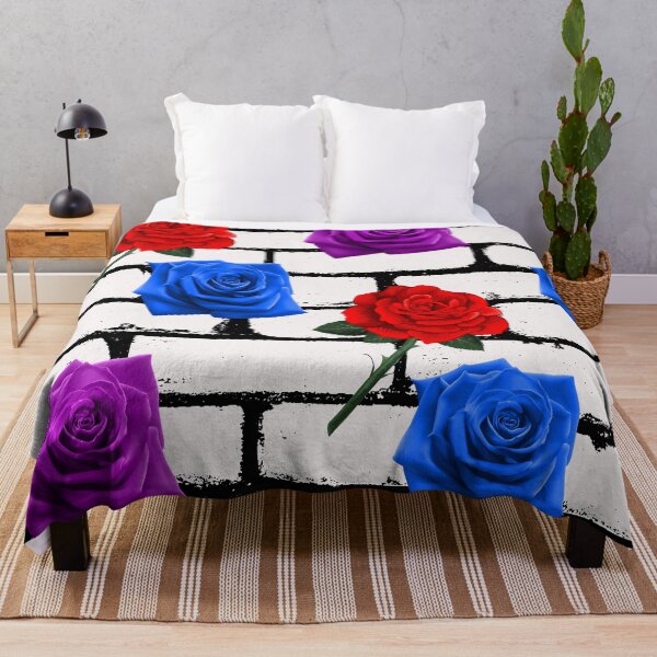 Item preview, Brick wall roses ,purple,blue and red rose flowers designed and sold by Sharon111.