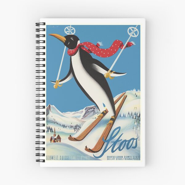 Artikelvorschau, 1957 Stoos Schweiz Skifahren Penguin Travel Poster entworfen und verkauft von retrographics.