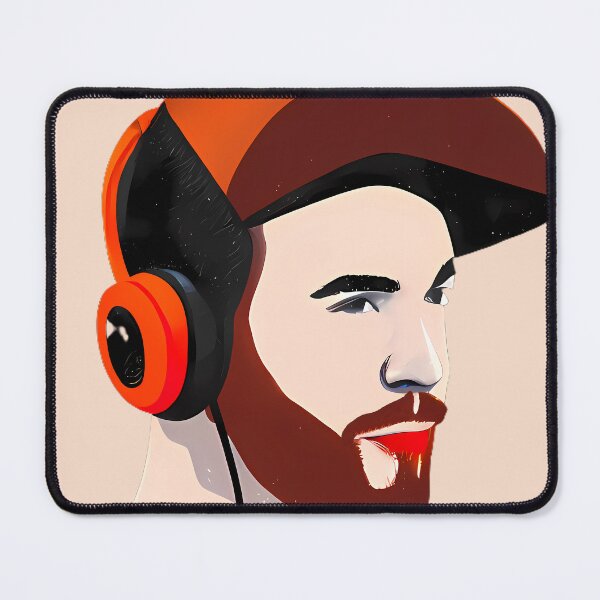 Item preview, Handsome charming bearded guy wearing headphones. listening to music, streaming, callcenter. designed and sold by AISHOPPE.