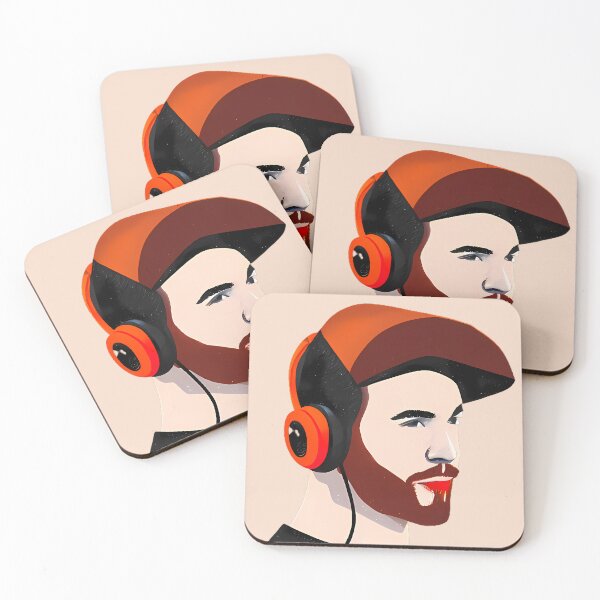 Item preview, Handsome charming bearded guy wearing headphones. listening to music, streaming, callcenter. designed and sold by AISHOPPE.