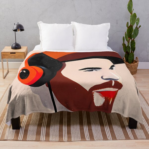 Item preview, Handsome charming bearded guy wearing headphones. listening to music, streaming, callcenter. designed and sold by AISHOPPE.
