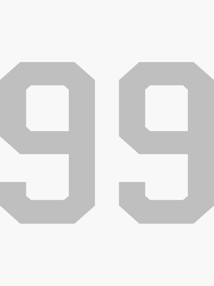 Number 99, grey on black sports jersey number Sticker for Sale by  LoveIsColorful