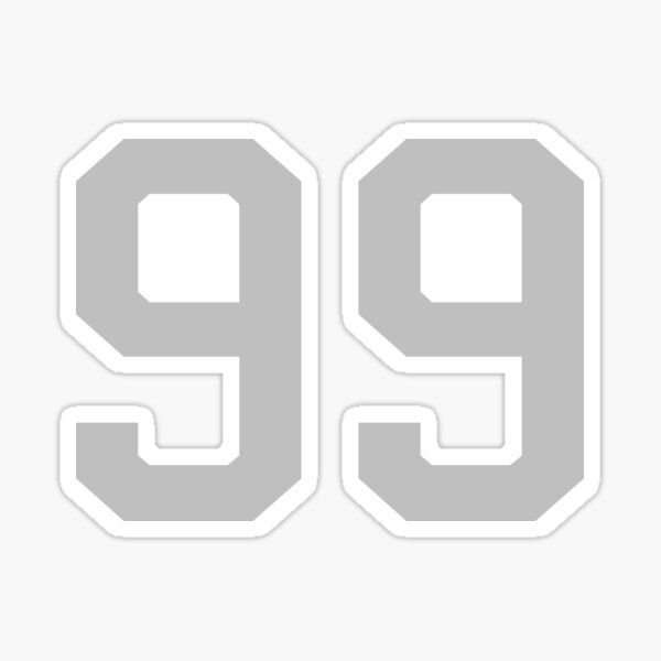 Number 99, grey on black sports jersey number Sticker for Sale by  LoveIsColorful