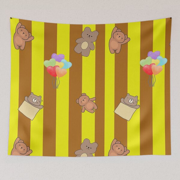 Item preview, stripe color yellow/brownwithrainbow balloons. designed and sold by Beauttiq496.