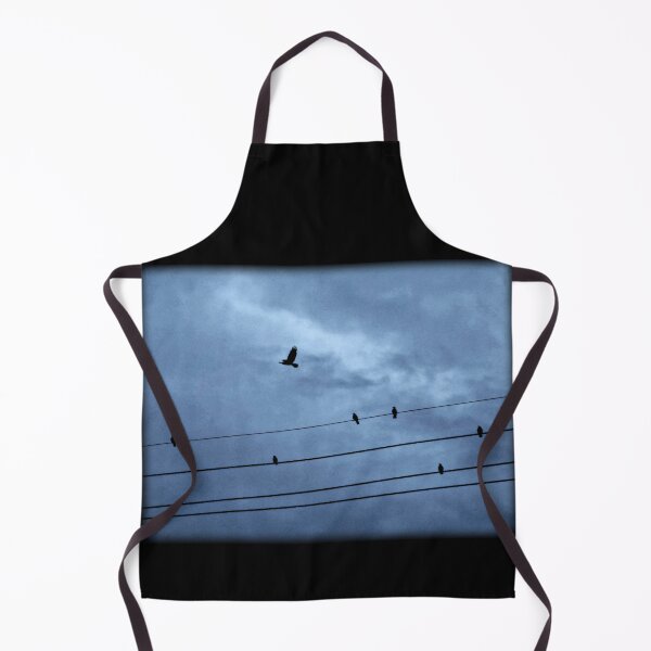 Item preview, photograph: one crow takes flight | seven crows on powerlines designed and sold by DigitalEurydice.