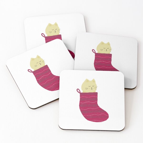 Item preview, Cat in Christmas stocking red stripe designed and sold by Shelley Winters.