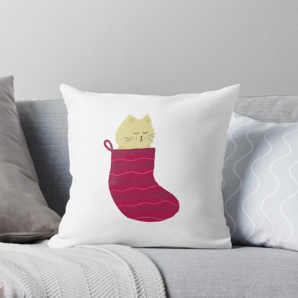 Item preview, Cat in Christmas stocking red stripe designed and sold by Shelley Winters.