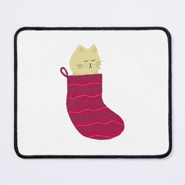 Item preview, Cat in Christmas stocking red stripe designed and sold by Shelley Winters.