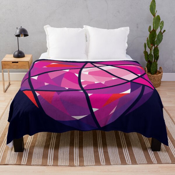 Item preview, Pink Heart Diamond Crystal on Dark Blue Background designed and sold by Wiggly Lines.