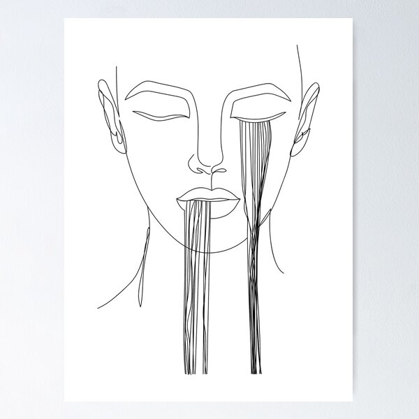 Printable Face Contour Drawing Sketch Art, Woman in One Single Line, Black  and White Female Poster, Minimalist Beauty Illustration Print. -  Canada